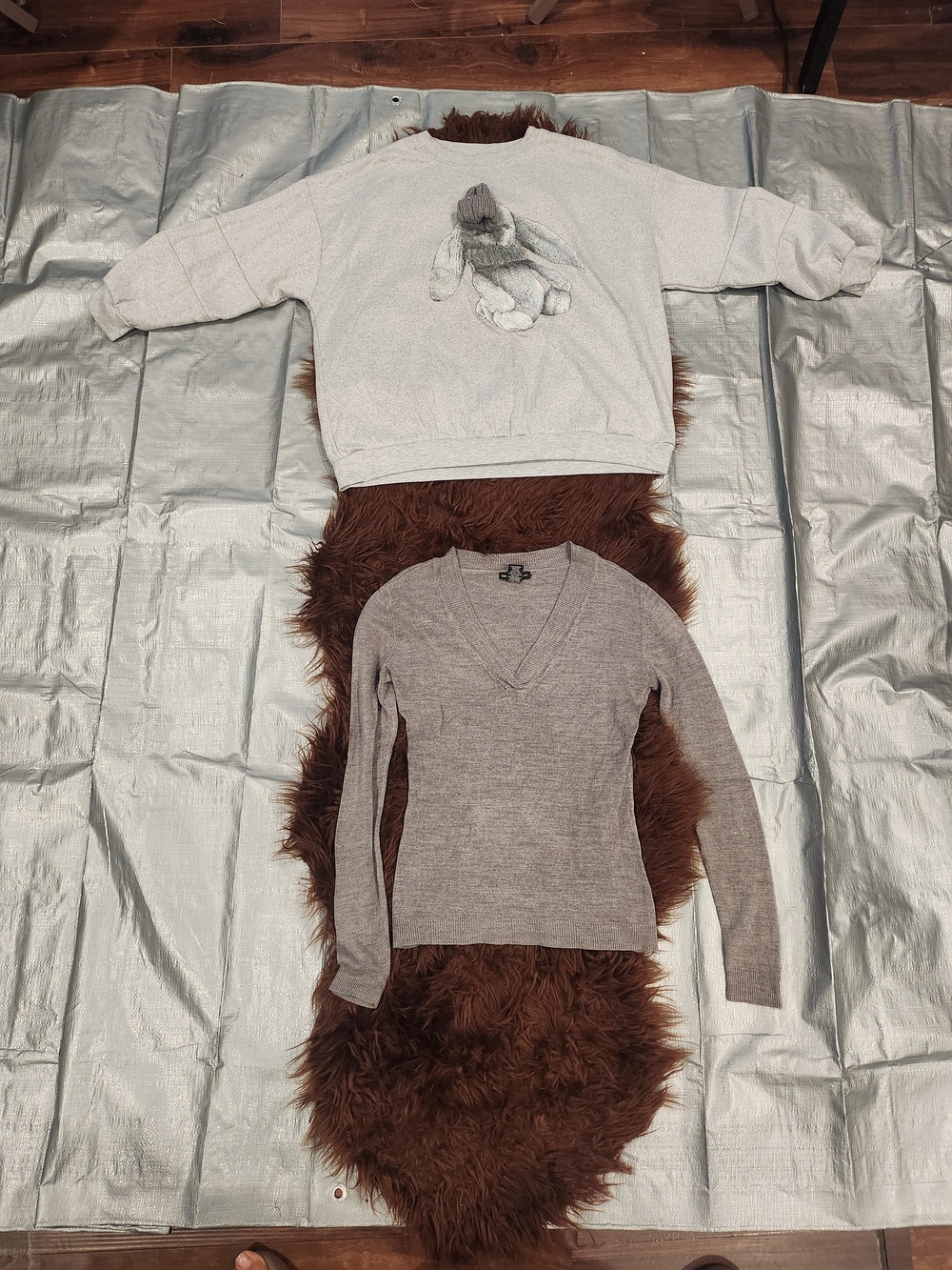 New York & Company Gray V-Neck Sweater, Fashion Nova Cardigan & Unbranded Teddy